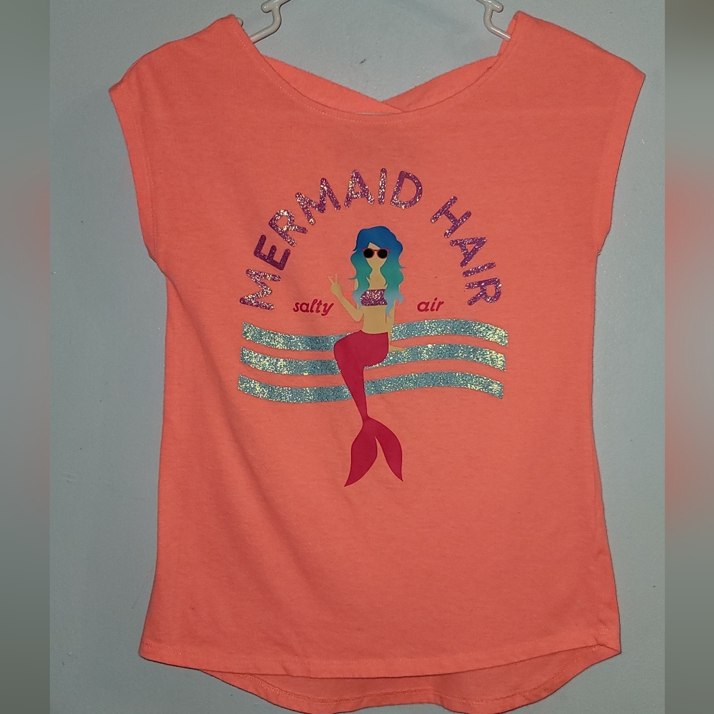 Arizona Mermaid Hair orange coral T Shirt short sleeved tank style Beach Summer